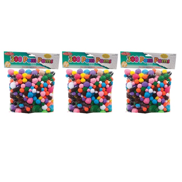 Charles Leonard Pom-Poms, Assorted Sizes/Colors, PK900 69330